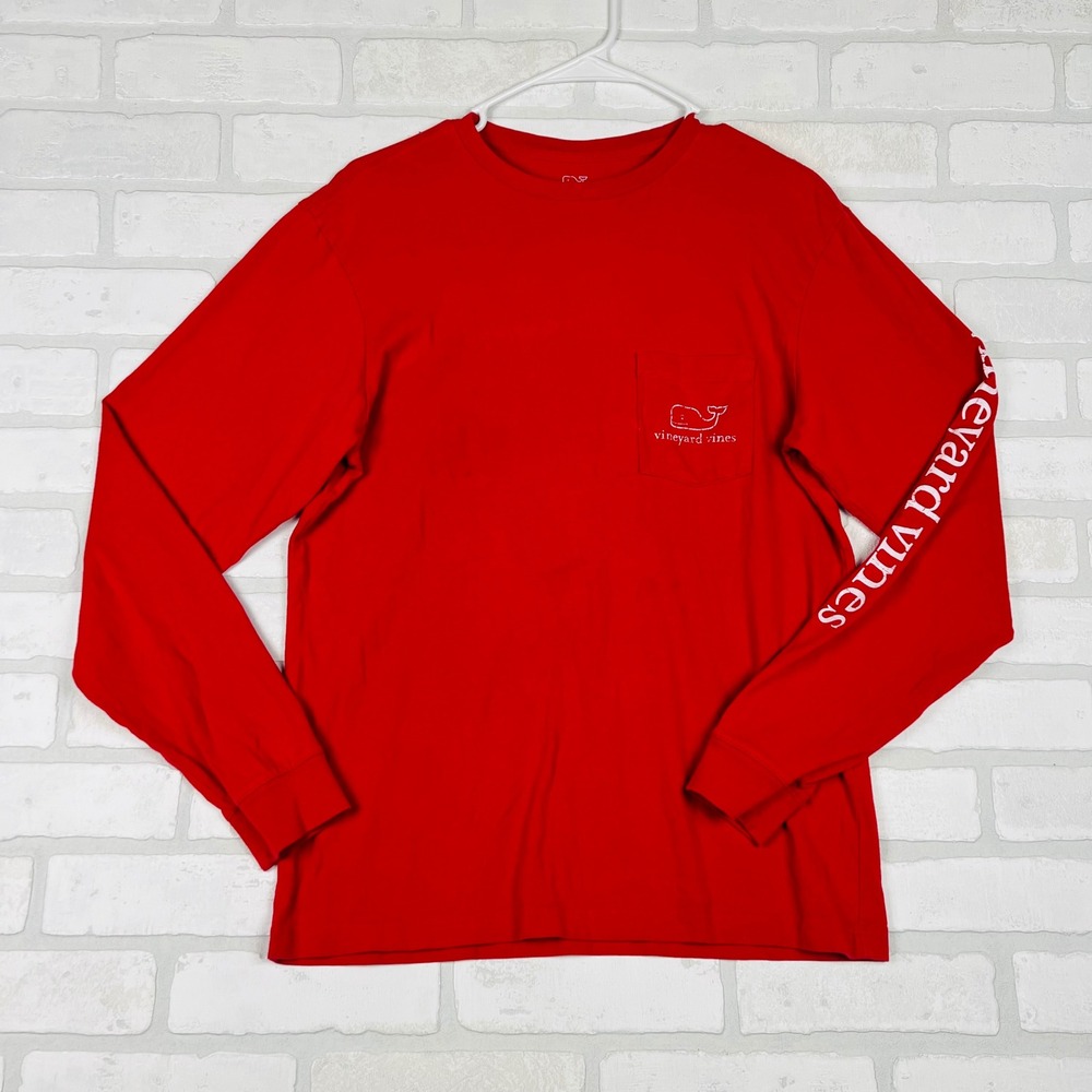 Vineyard Vines‎ Long Sleeve T Shirt Red Whale Logo Pocket Birmingham Men's XS
